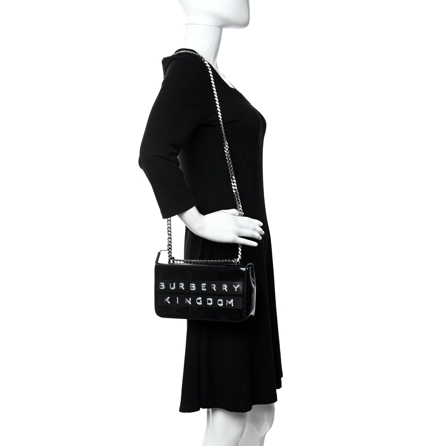 Burberry Patent Kingdom Flap Crossbody Black 2 of 9