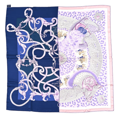 Hermes Silk Plumets du Roy Scarf 90 Marine Mauve Gris 1 of 4