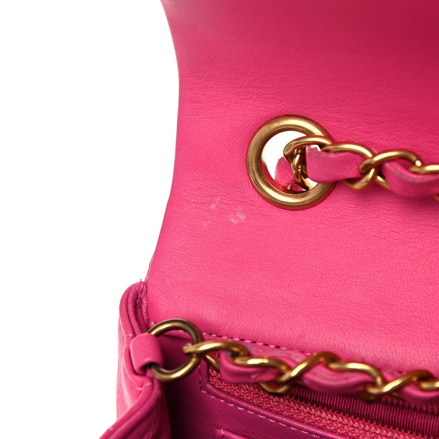 Chanel Lambskin Chevron Quilted Mini Rectangular Flap Dark Pink 13 of 17