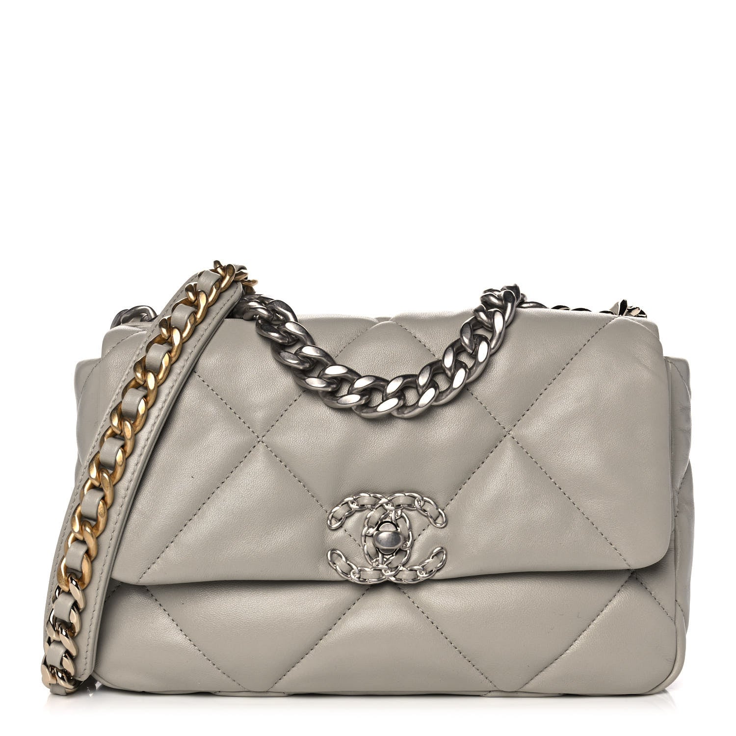 Chanel Goatskin Quilted Medium Chanel 19 Flap Grey 1 of 11