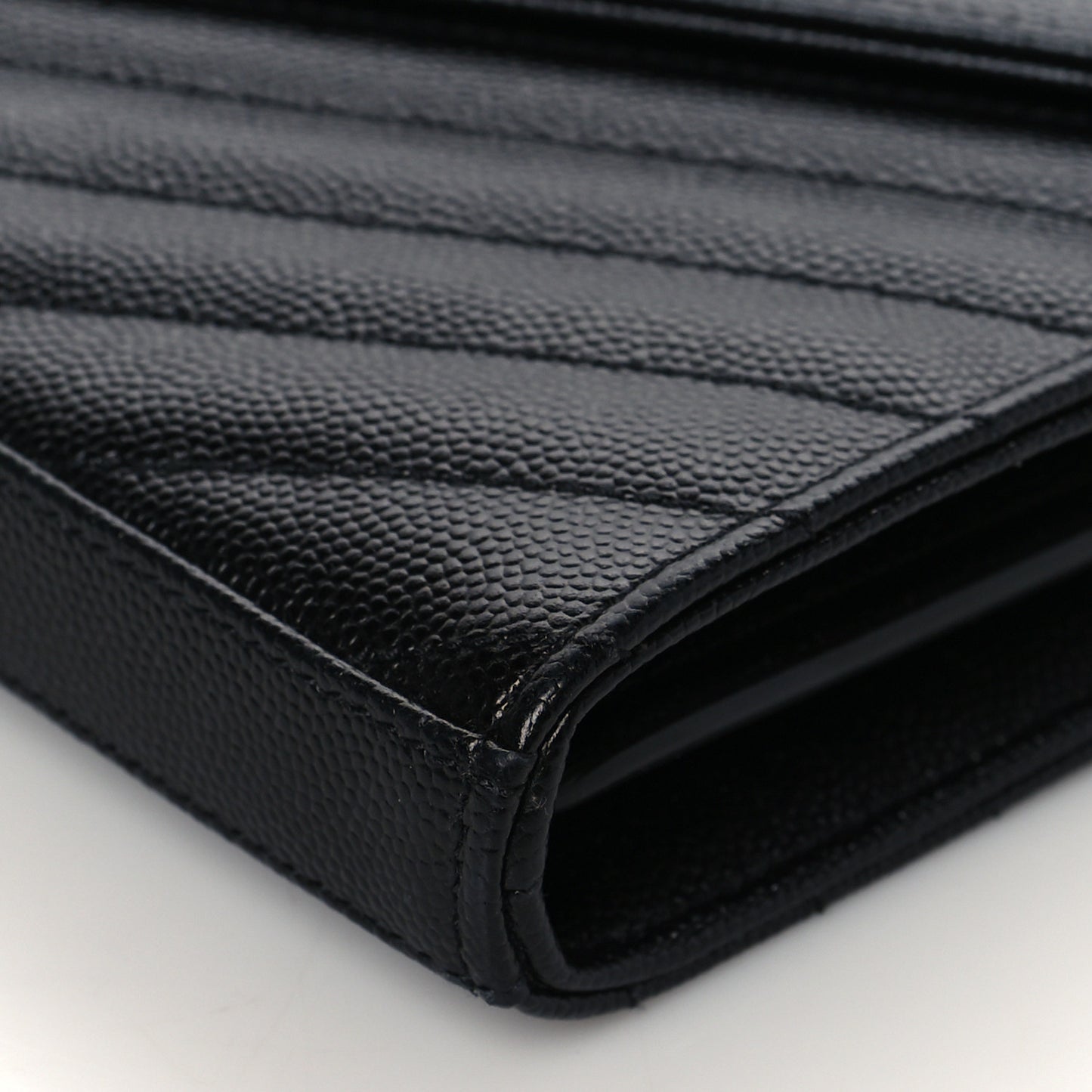 Grain De Poudre Matelasse Chevron Monogram Chain Wallet Black
