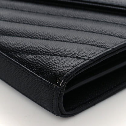 Saint Laurent Grain De Poudre Matelasse Chevron Monogram Chain Wallet Black 8 of 8