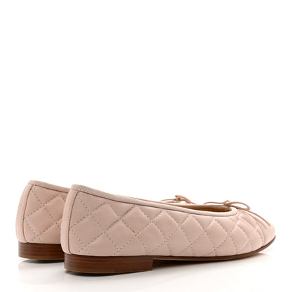 Chanel Lambskin Quilted CC Cap Toe Ballerina Flats 37 Light Pink 4 of 9