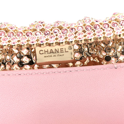 Chanel Crystal Embellished Metallic Lambskin Mini Chanel 22 Light Pink 7 of 11