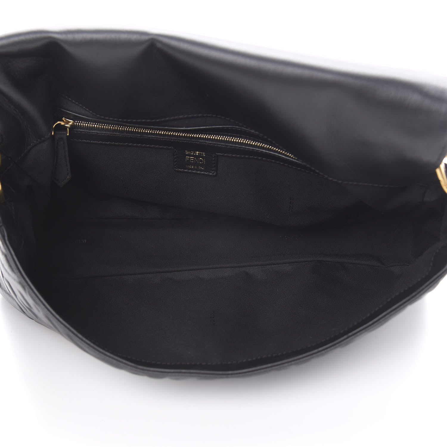 Fendi Nappa FF 1974 Embossed Large Baguette Black 5 of 10