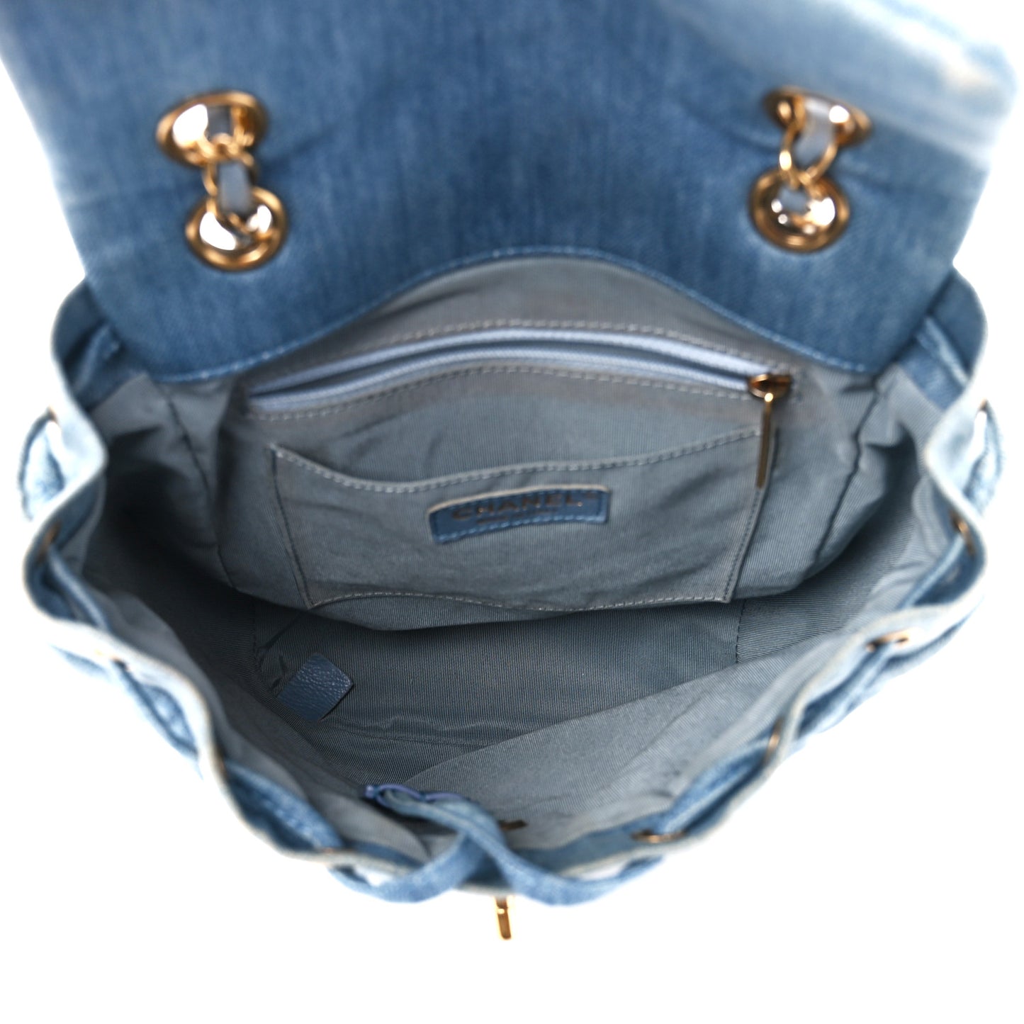 Washed Denim Quilted Small Urban Spirit Backpack Light Blue