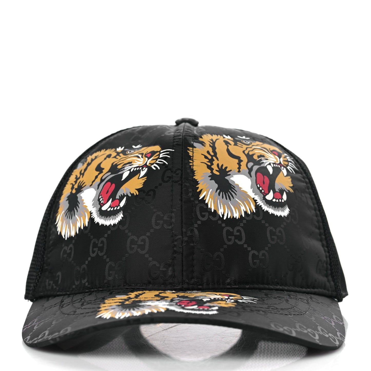 GG Supreme Monogram Tiger Print Baseball Hat L Black