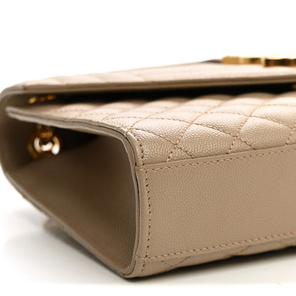 Saint Laurent Grain De Poudre Textured Mixed Matelasse Medium Triquilt Monogram Satchel Dark Beige 7 of 10