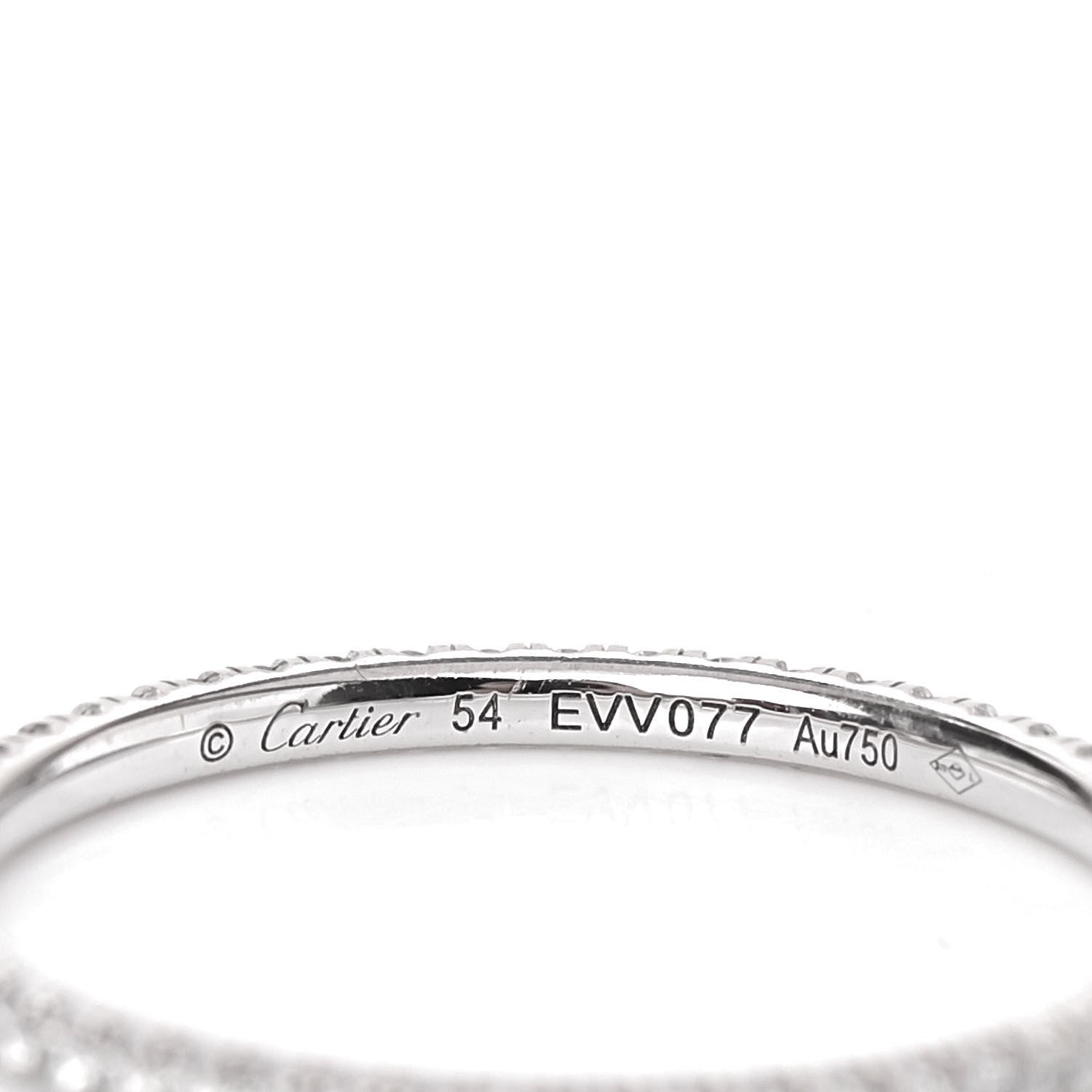 Cartier 18K White Gold Diamond 1.5mm Etincelle de Cartier Wedding Band Ring 54 6.75 4 of 5