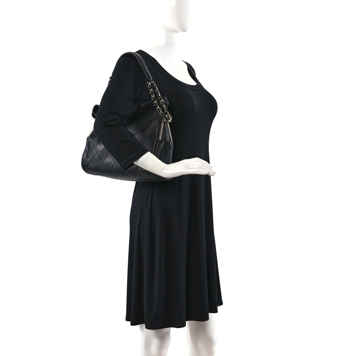 Lambskin Stitched Medium Ultimate Soft Tote Black
