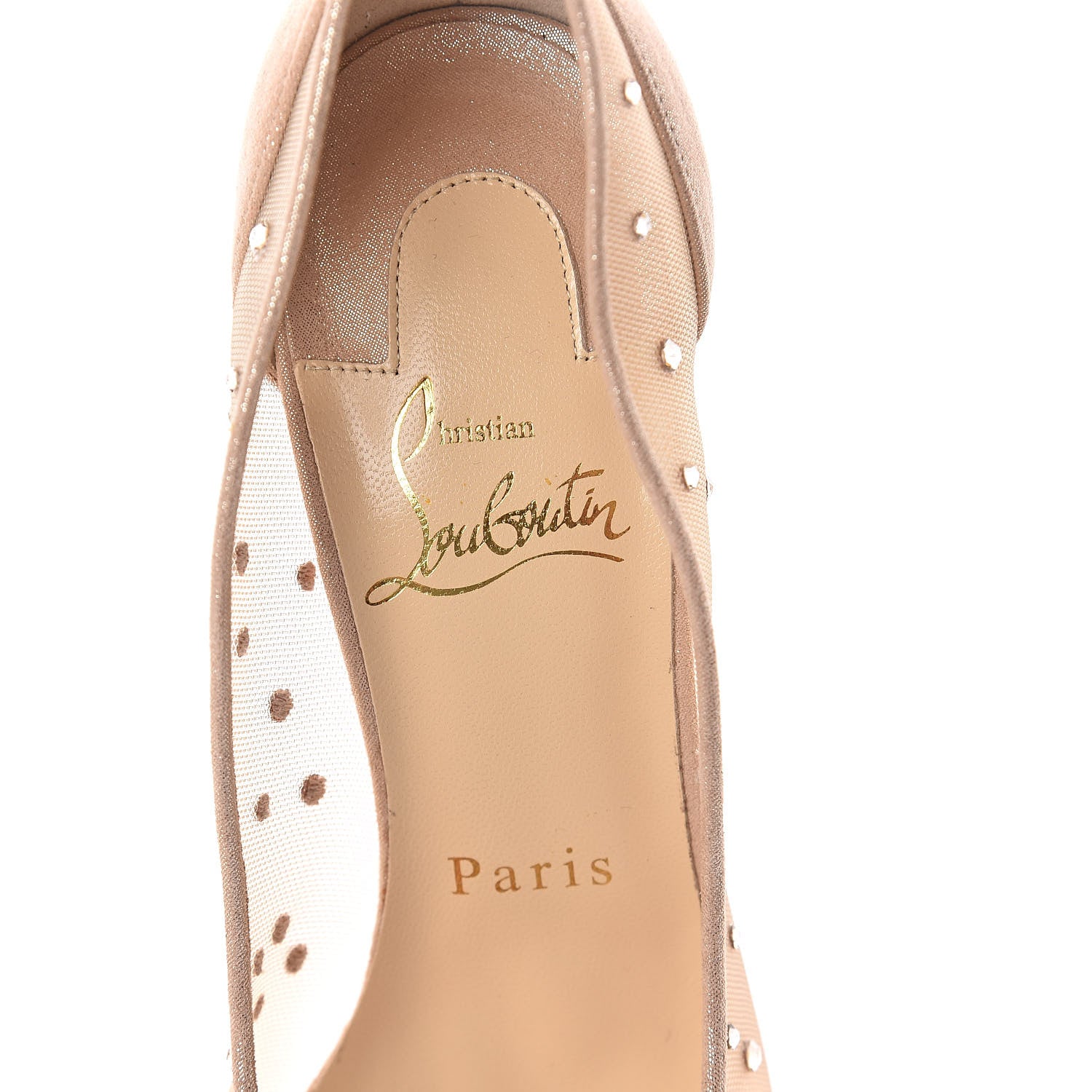 Christian Louboutin Suede Silk Crystal Strass Follies 100 Pumps 35.5 Version Light Silk 5 of 8