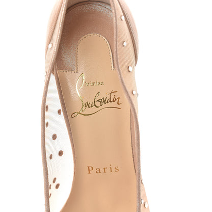 Christian Louboutin Suede Silk Crystal Strass Follies 100 Pumps 35.5 Version Light Silk 5 of 8