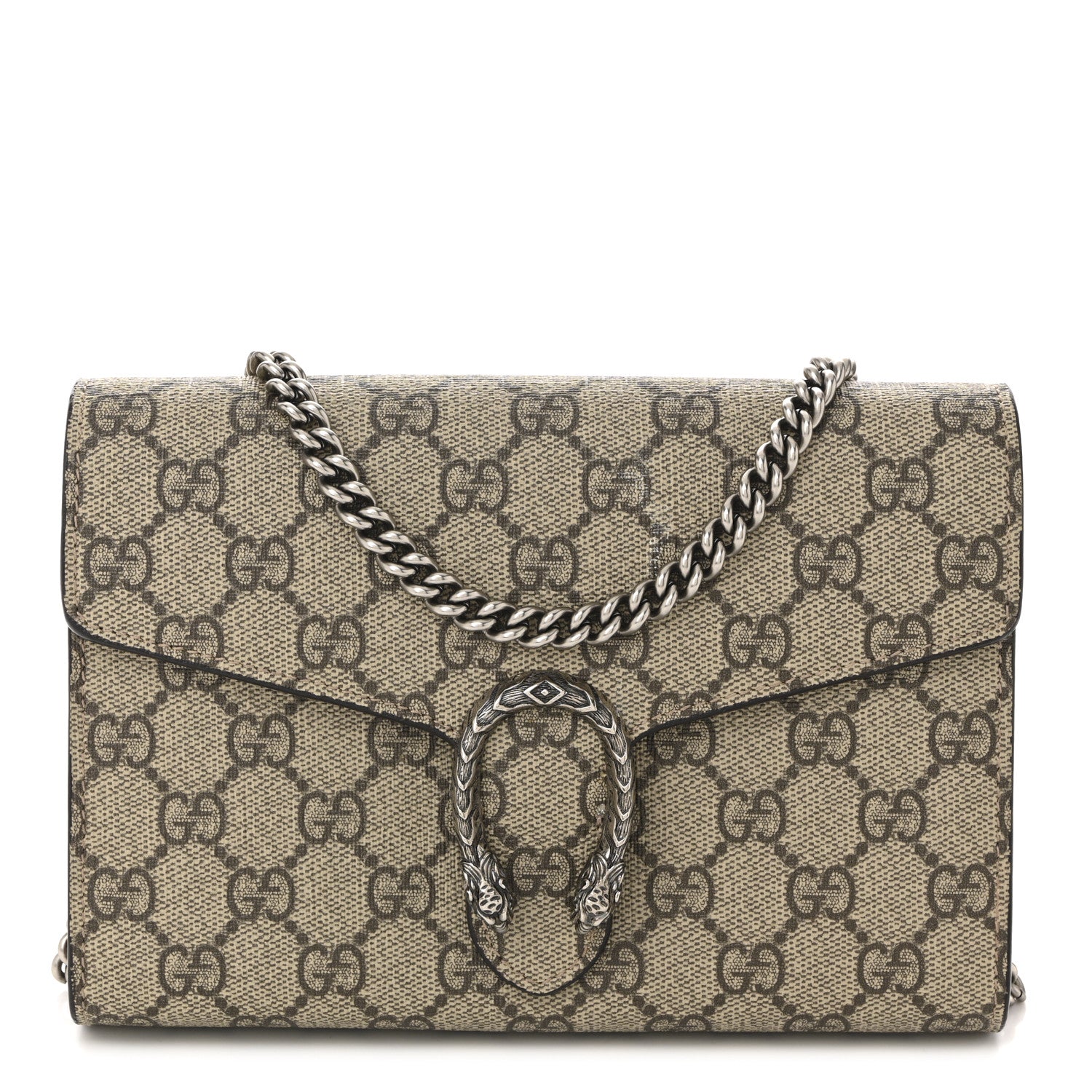 Gucci GG Supreme Monogram Mini Dionysus Chain Wallet Beige Vulcanic Red 1 of 21