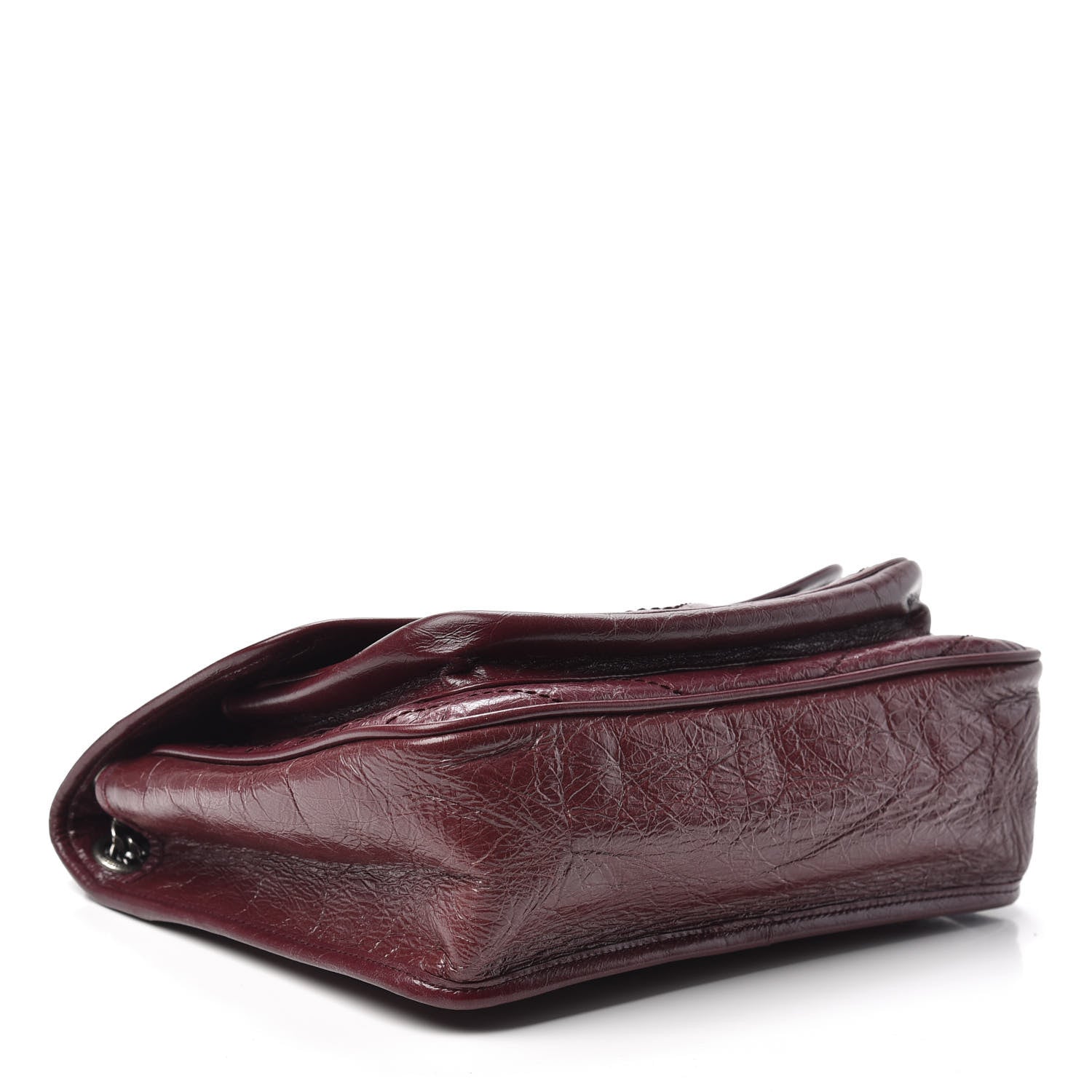 Saint Laurent Crinkled Calfskin Matelasse Monogram Medium Niki Chain Satchel Burgundy 4 of 9