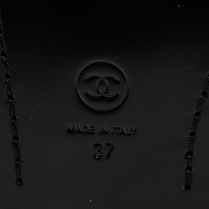 Chanel Shiny Calfskin CC Loafers Black White 37 Black White 6 of 9