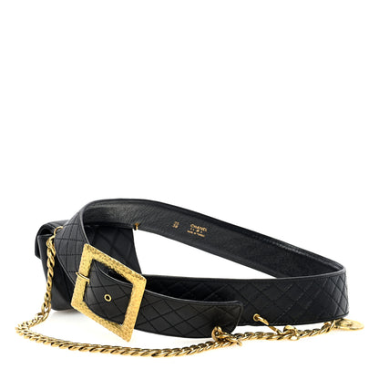 Chanel Lambskin Quilted Chain Mini Flap Belt Bag 75 30 Black 3 of 9