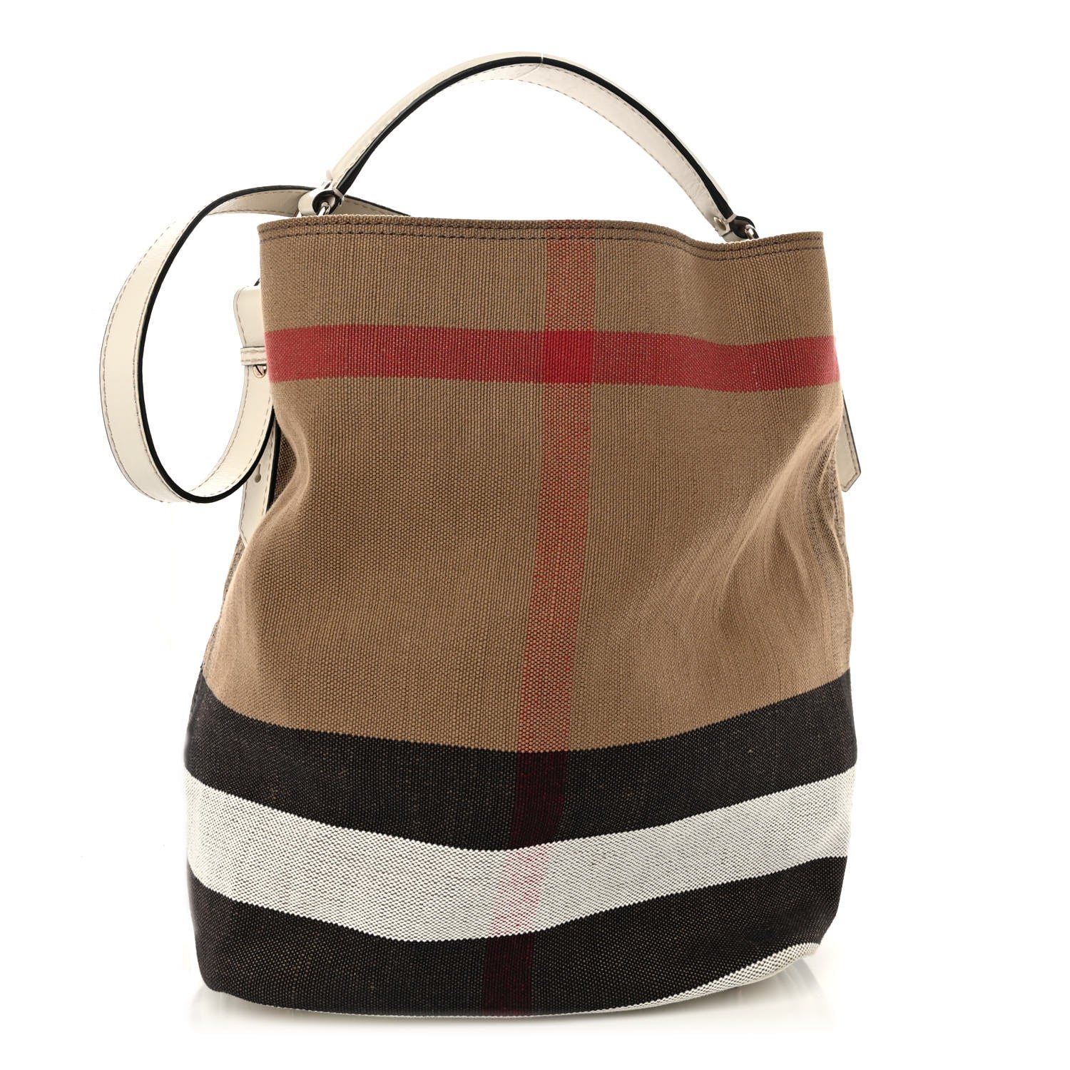 Burberry Canvas Mega Check Medium Ashby Hobo White 1 of 9