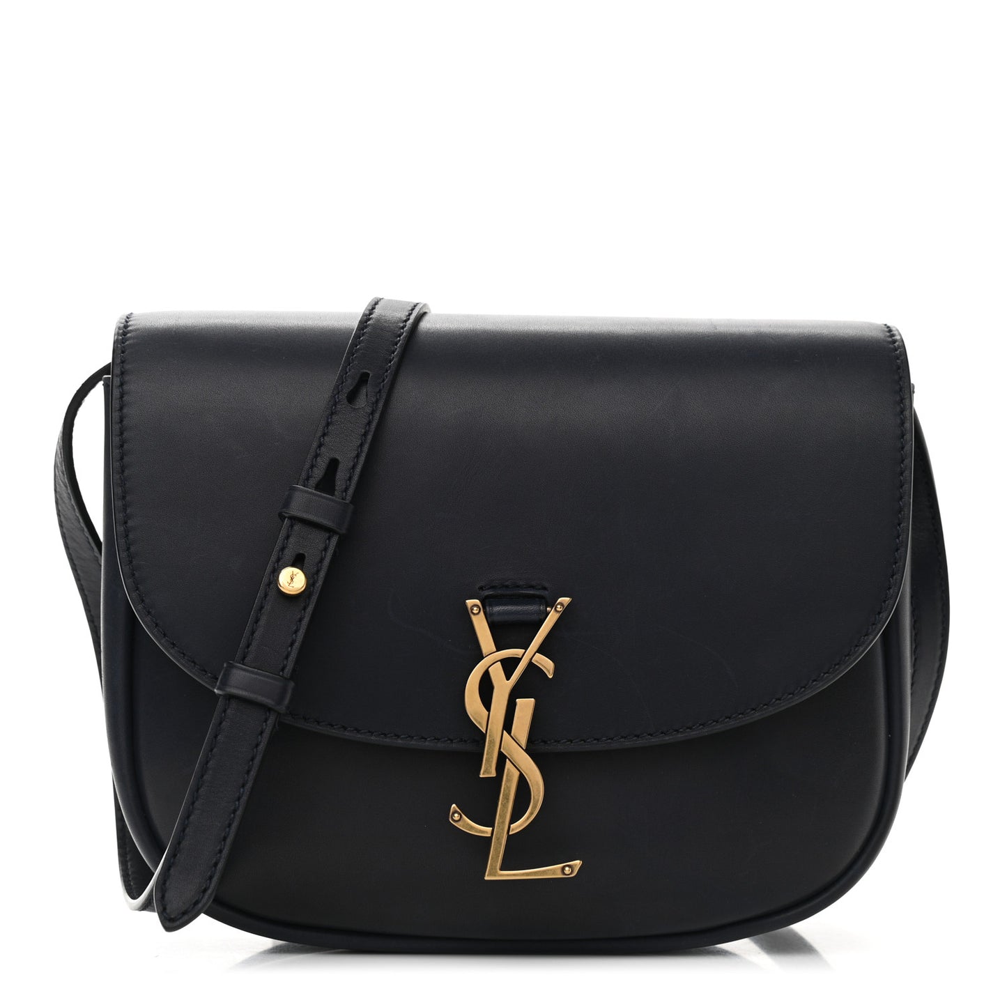 Smooth Calfskin Monogram Medium Kaia Satchel Deep Marine