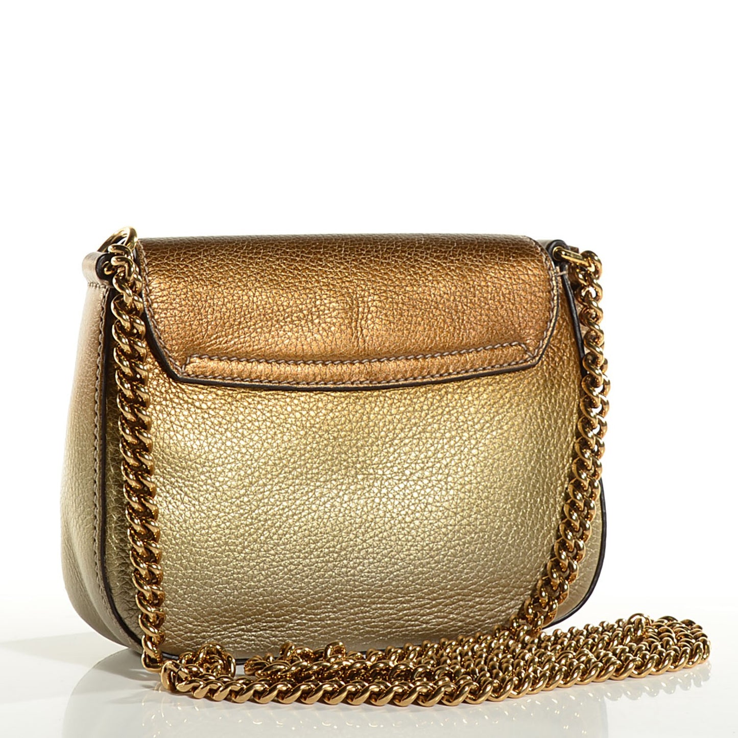 Metallic Pebbled Calfskin Small Soho Flap Crossbody Gold Ombre