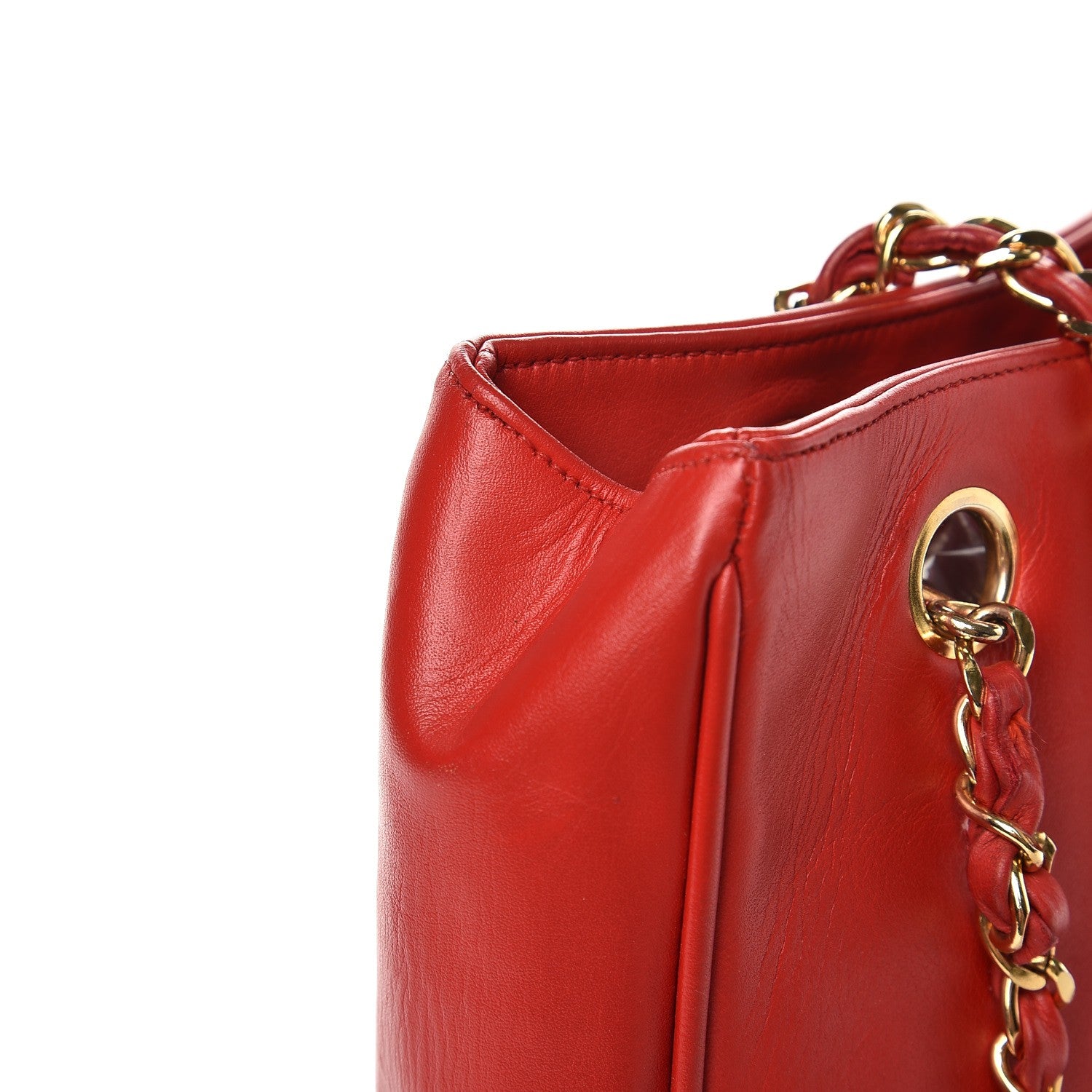 Chanel Lambskin Quilted Shoulder Bag Red 13 of 14