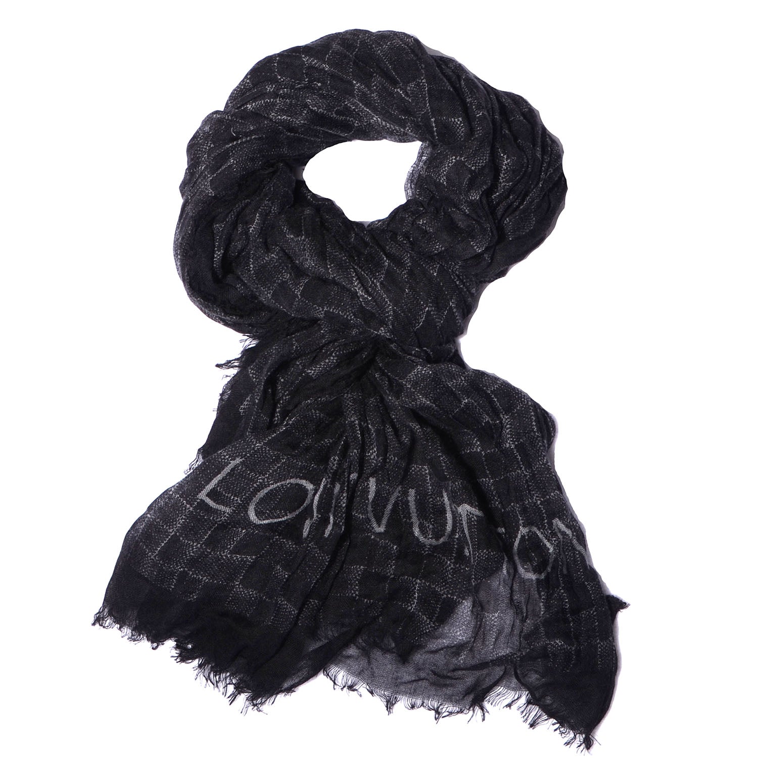 Louis Vuitton Cashmere Silk Etole Stole Damier Black 1 of 7
