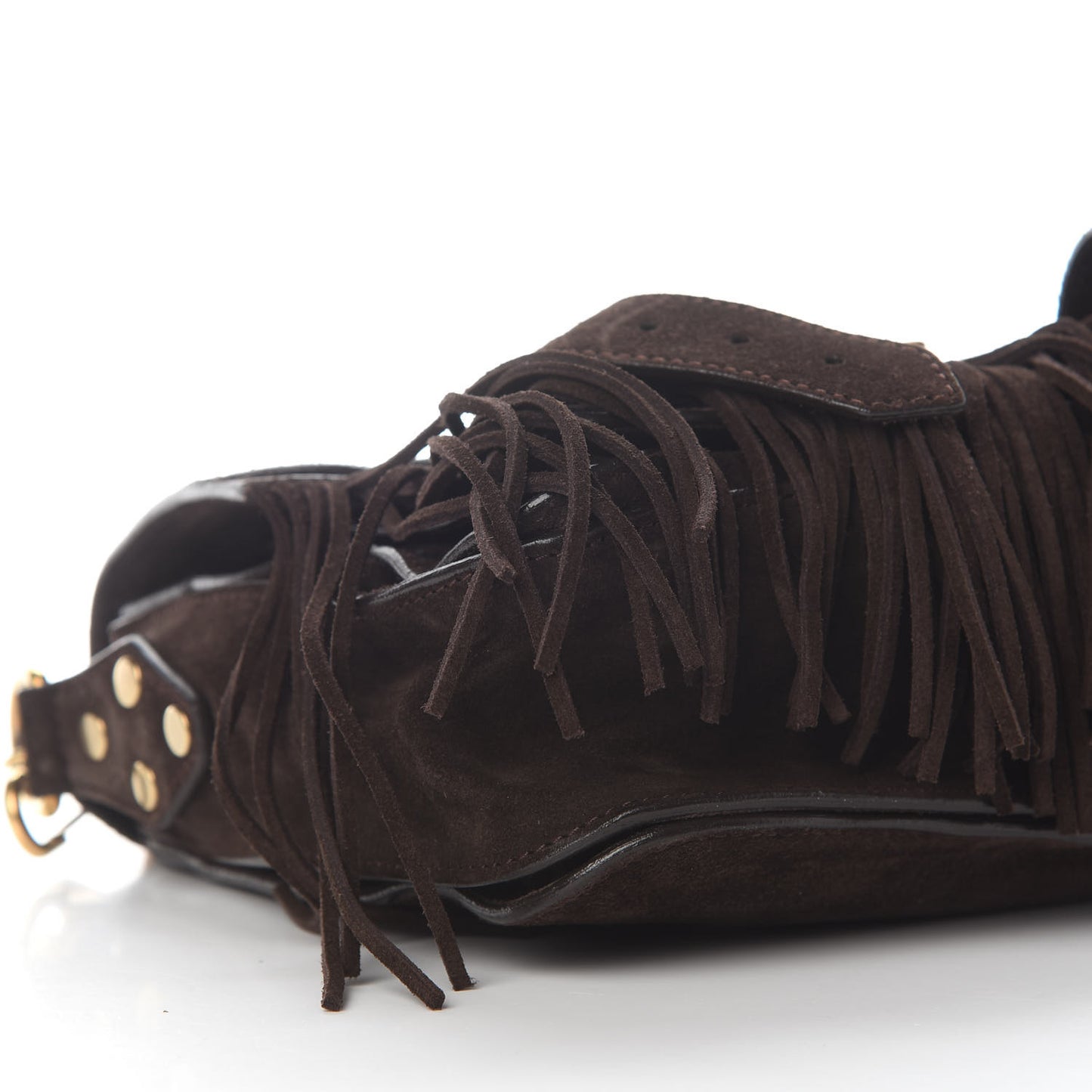 Suede Fringed PS1 Crossbody Pouch Bark