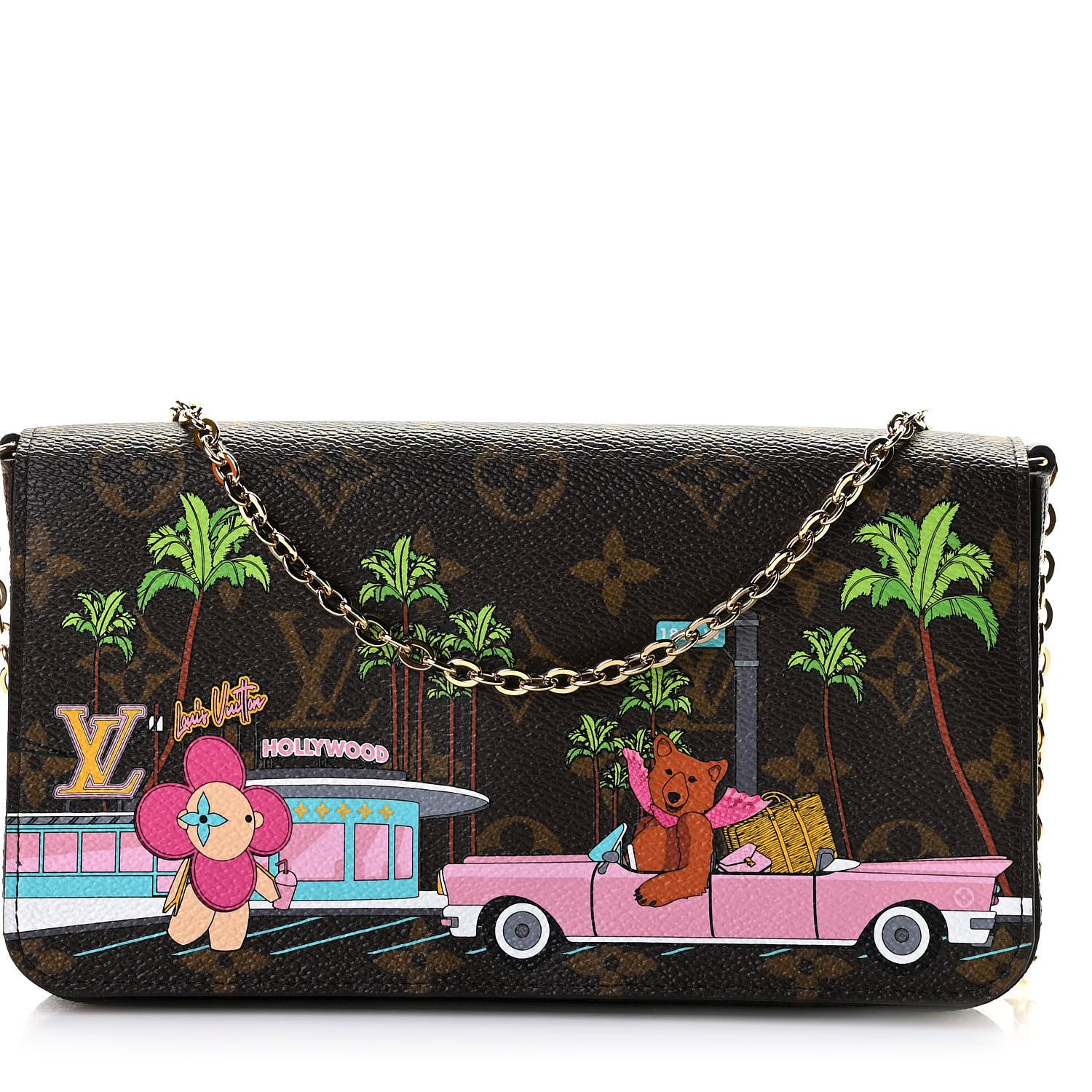 Louis Vuitton Monogram 2021 Christmas Animation Hollywood Pochette Felicie Chain Wallet Fuchsia 1 of 8