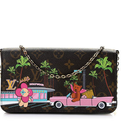 Louis Vuitton Monogram 2021 Christmas Animation Hollywood Pochette Felicie Chain Wallet Fuchsia 1 of 8