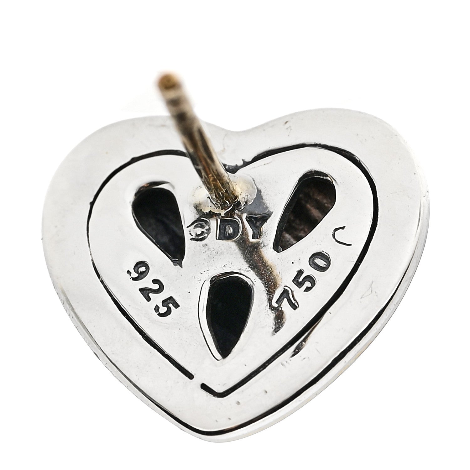 David Yurman Sterling Silver 18K Yellow Gold Cable Heart Earrings 4 of 4