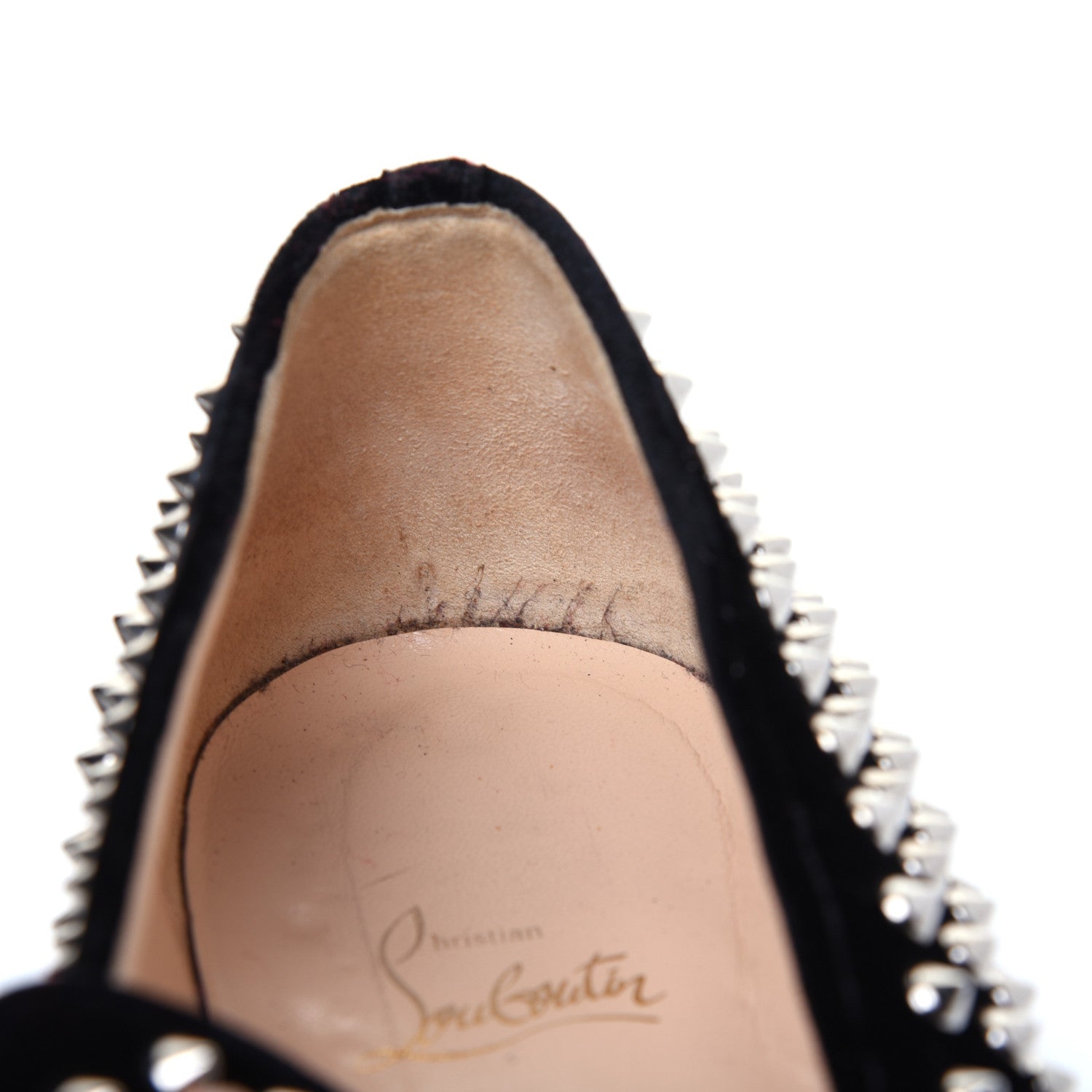 Christian Louboutin Velvet Mens Rollerboy Spikes Flat Loafers 43.5 Black 12 of 13