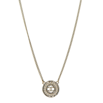 Chanel Pearl Baguette Crystal CC Medallion Necklace Gold 1 of 6