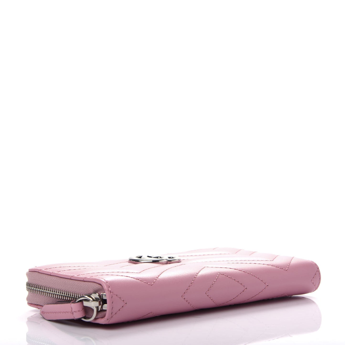 Calfskin Matelasse GG Marmont Zip Around Wallet Wild Rose