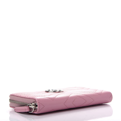 Gucci Calfskin Matelasse GG Marmont Zip Around Wallet Wild Rose 4 of 7
