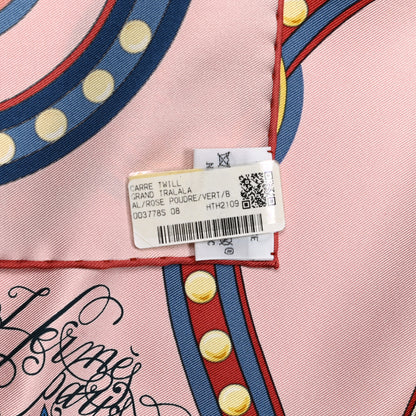 Hermes Silk Twill Grand Tralala 90 Rose Poudre Vert 5 of 6