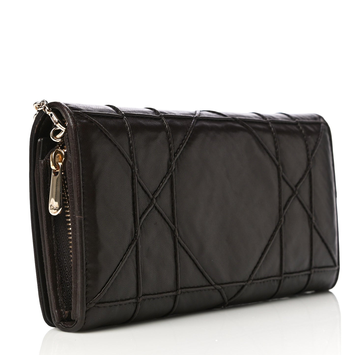 Lambskin Cannage Rendezvous Chain Wallet Brown