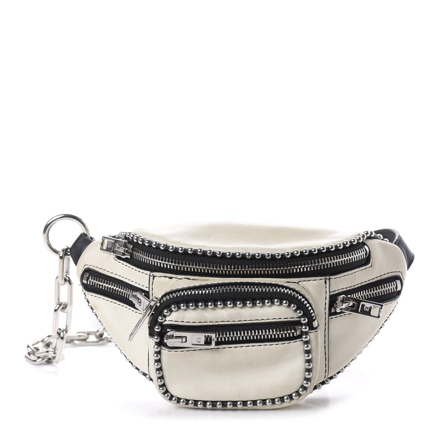 Lambskin Attica Studded Belt Bag White Black