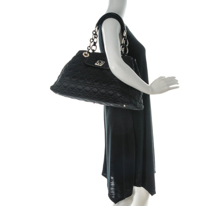 Christian Dior Satin Cannage Charming Lock Flap Shoulder Bag Black 2 of 7