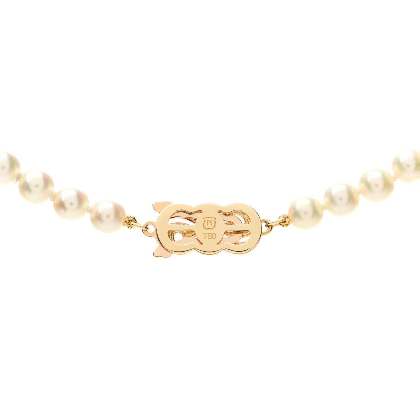 18K Yellow Gold Akoya Pearl 6.5-7mm Strand Necklace 15.5"