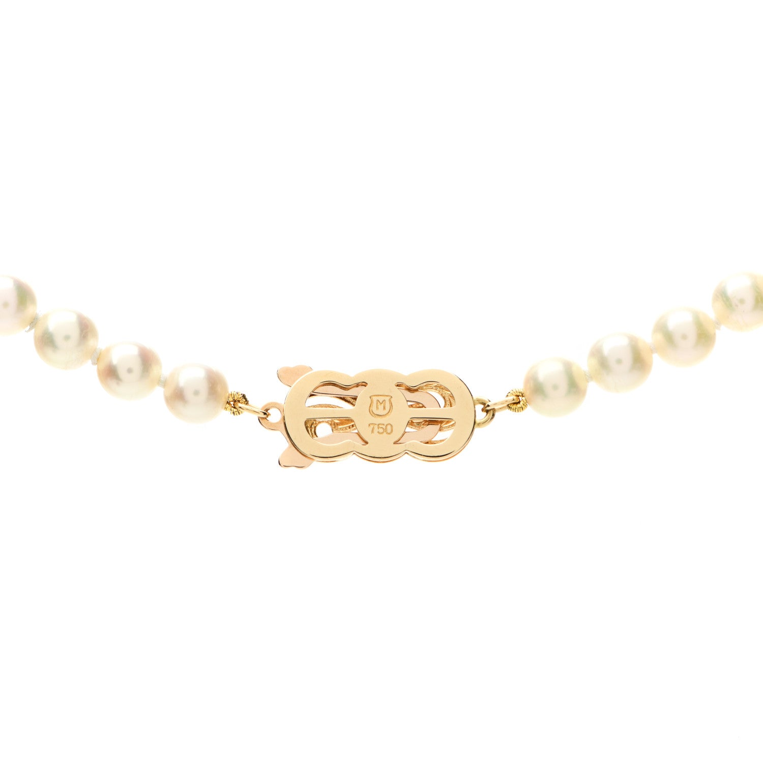 Mikimoto 18K Yellow Gold Akoya Pearl 6.5-7mm Strand Necklace 15.5" 4 of 5