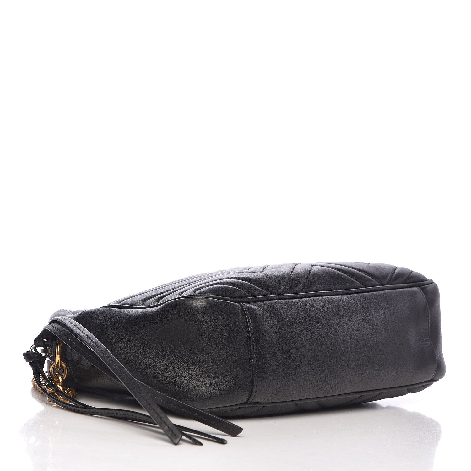 Gucci Calfskin Matelasse Medium GG Marmont Chain Shoulder Bag Black 4 of 15