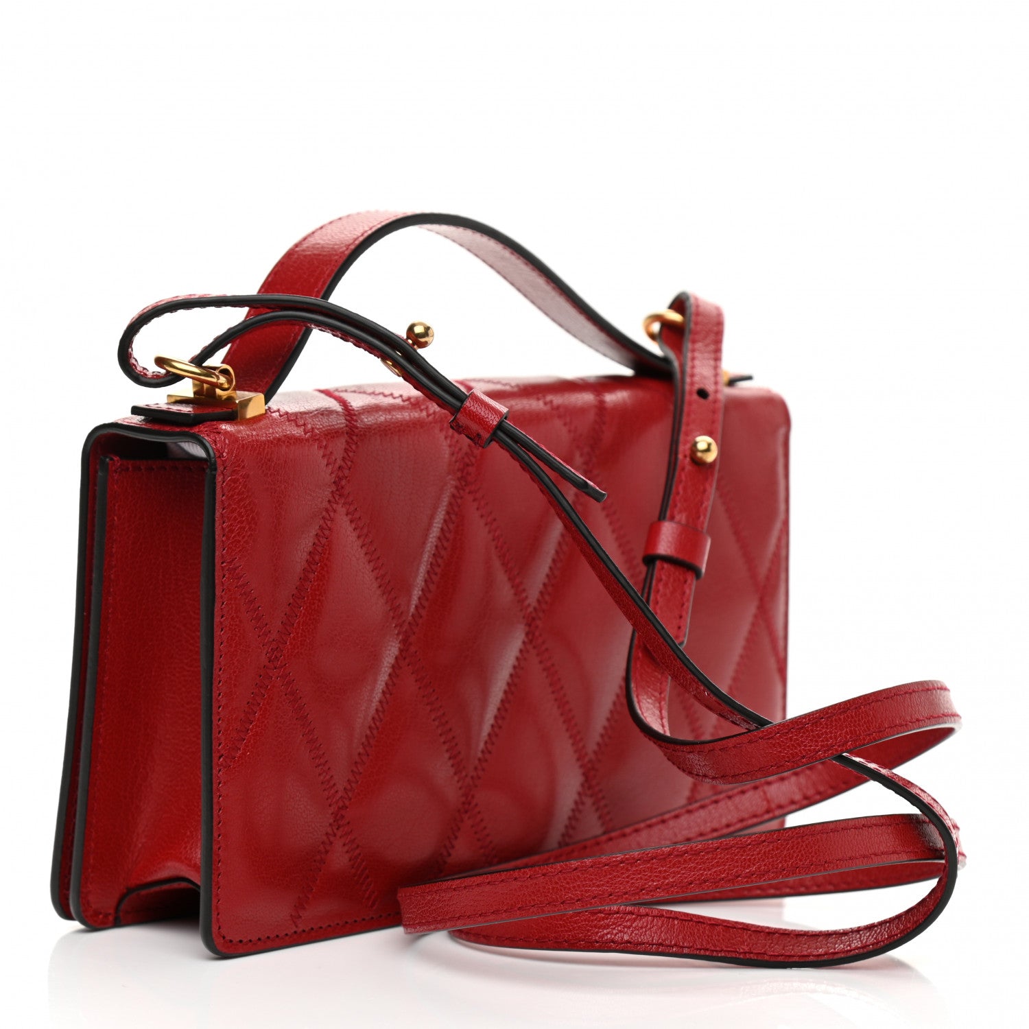 Givenchy Goatskin Quilted GV3 Strap Wallet Vermillon 3 of 14