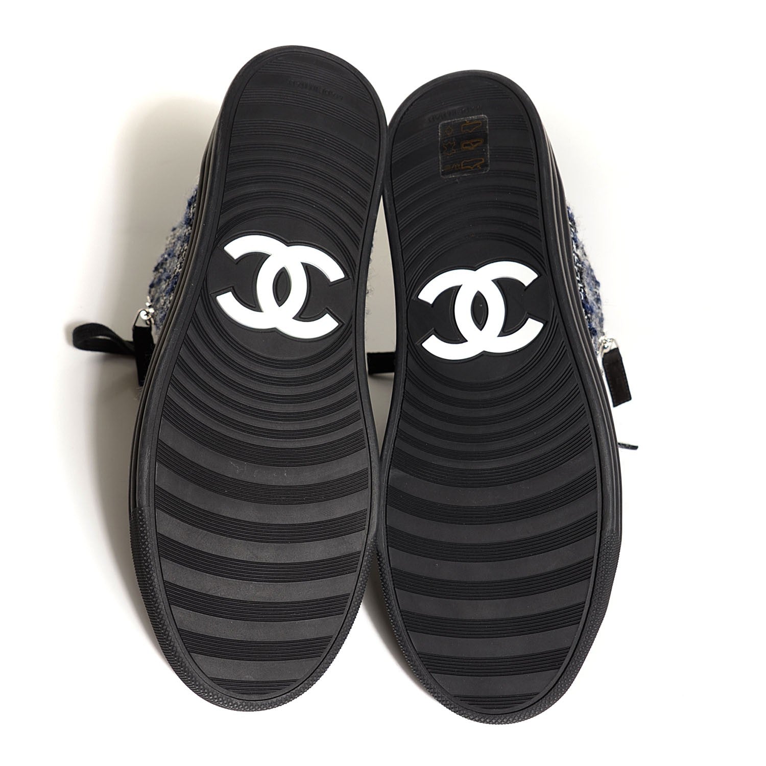 Chanel Tweed Suede High Top Sneakers 37.5 Dark Grey 5 of 8