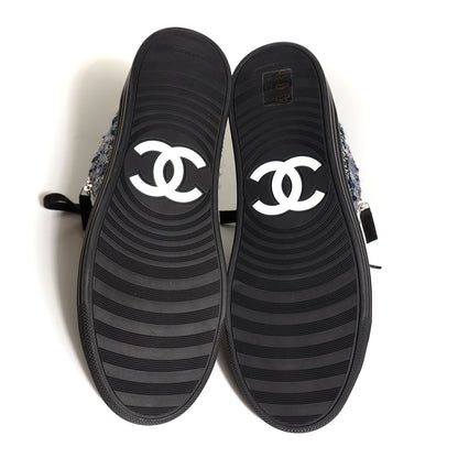 Chanel Tweed Suede High Top Sneakers 37.5 Dark Grey 5 of 8
