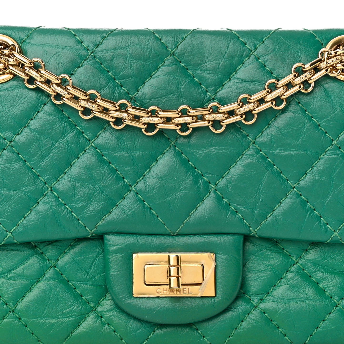 Aged Calfskin Quilted 2.55 Reissue Mini Flap Green