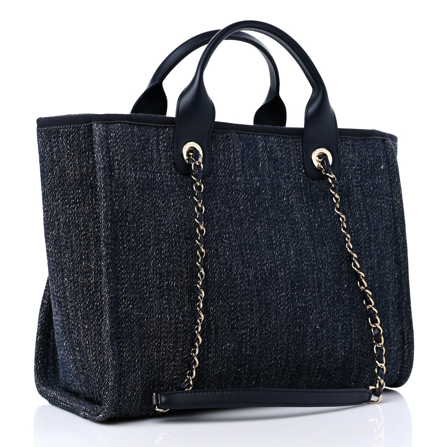 Chanel Mixed Fibers Small Deauville Tote Navy Blue 4 of 10