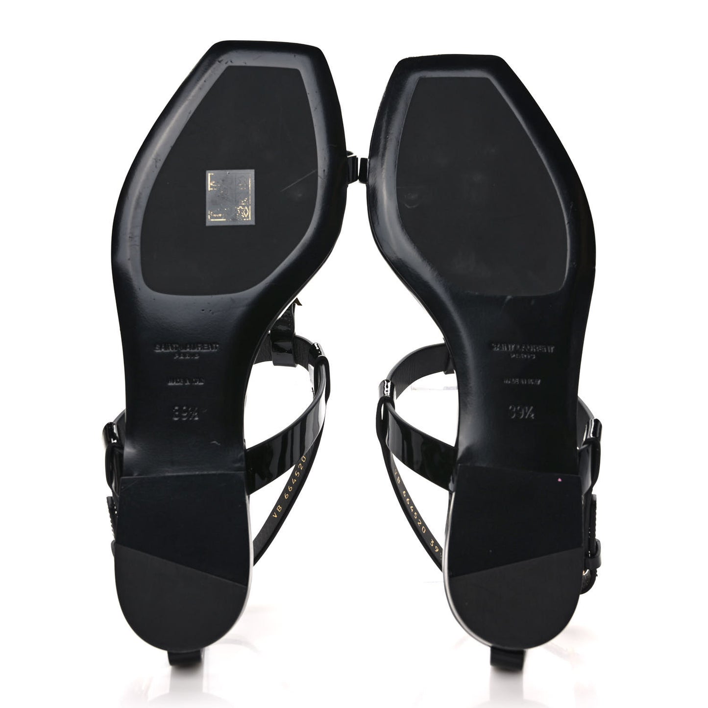 Patent Calfskin Cassandra Monogram Sandals 39.5 Black