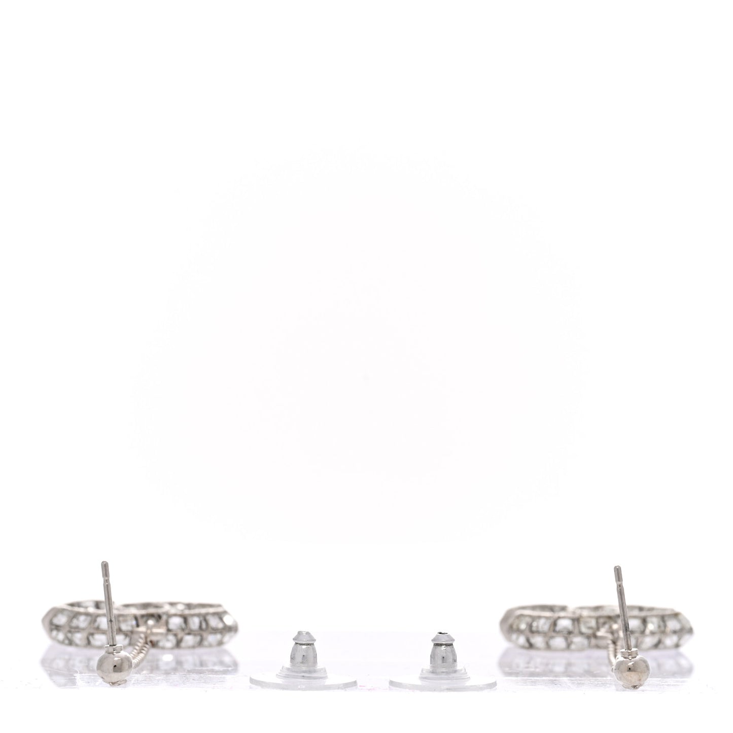 Baguette Crystal CC Drop Earrings Silver