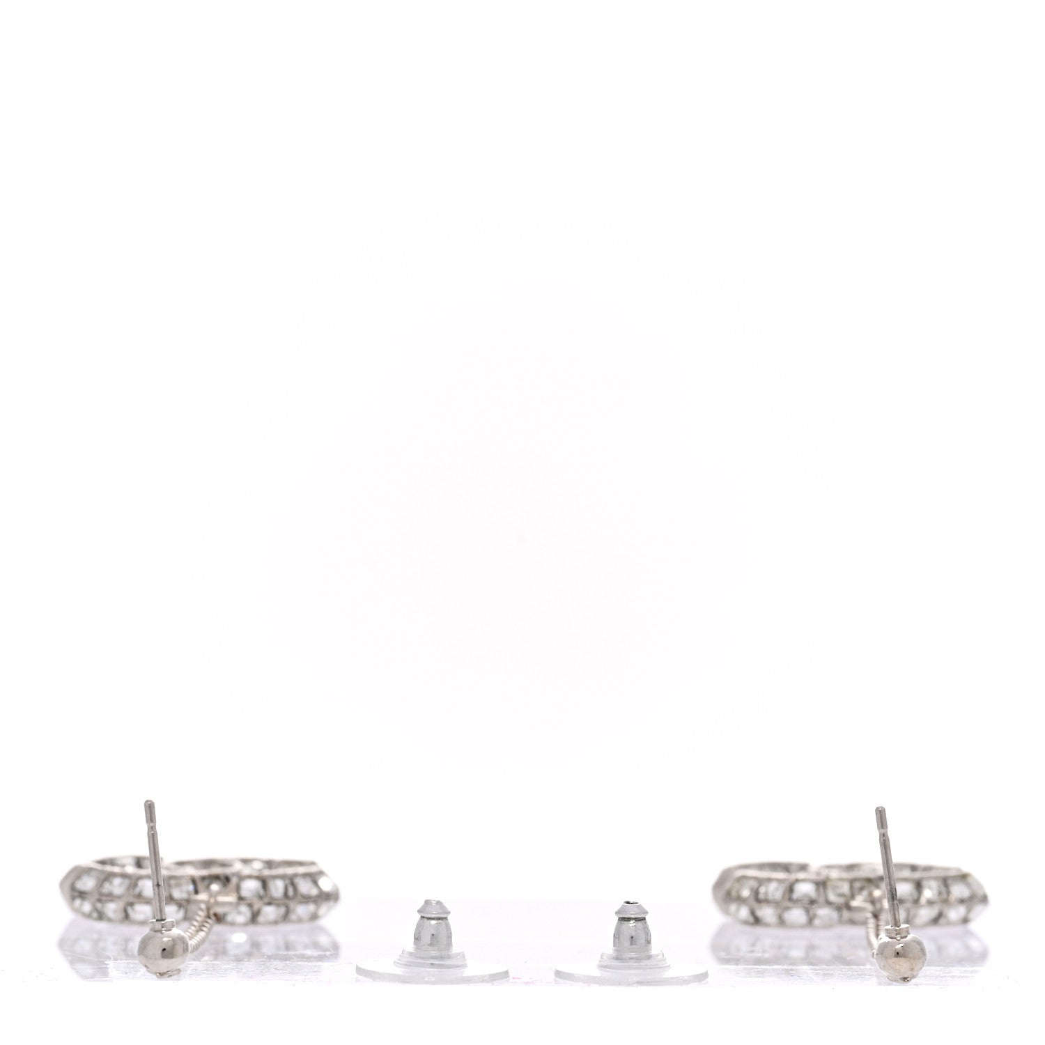 Chanel Baguette Crystal CC Drop Earrings Silver 3 of 3