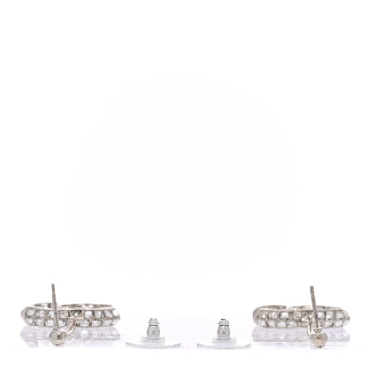 Chanel Baguette Crystal CC Drop Earrings Silver 3 of 3