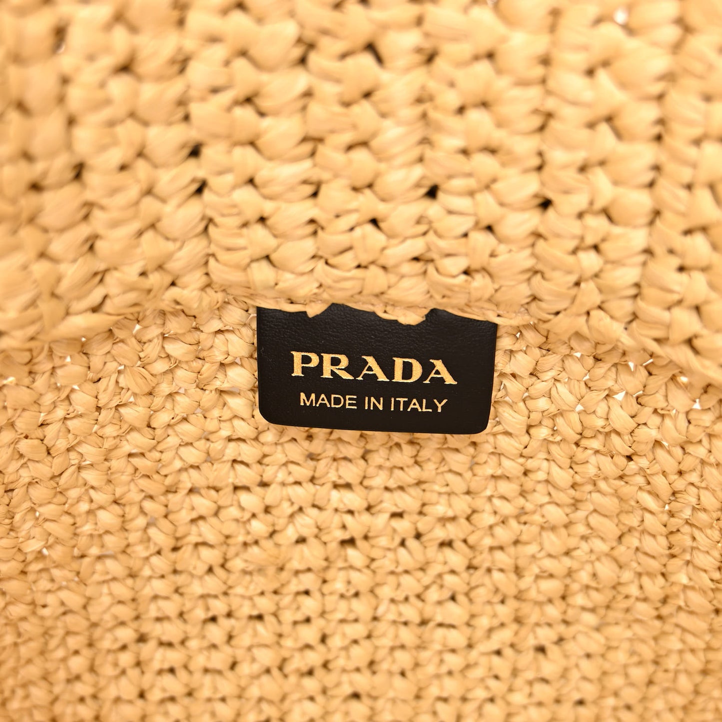 Yarn Raffia Effect Crochet Embroidered Logo Tote Naturale